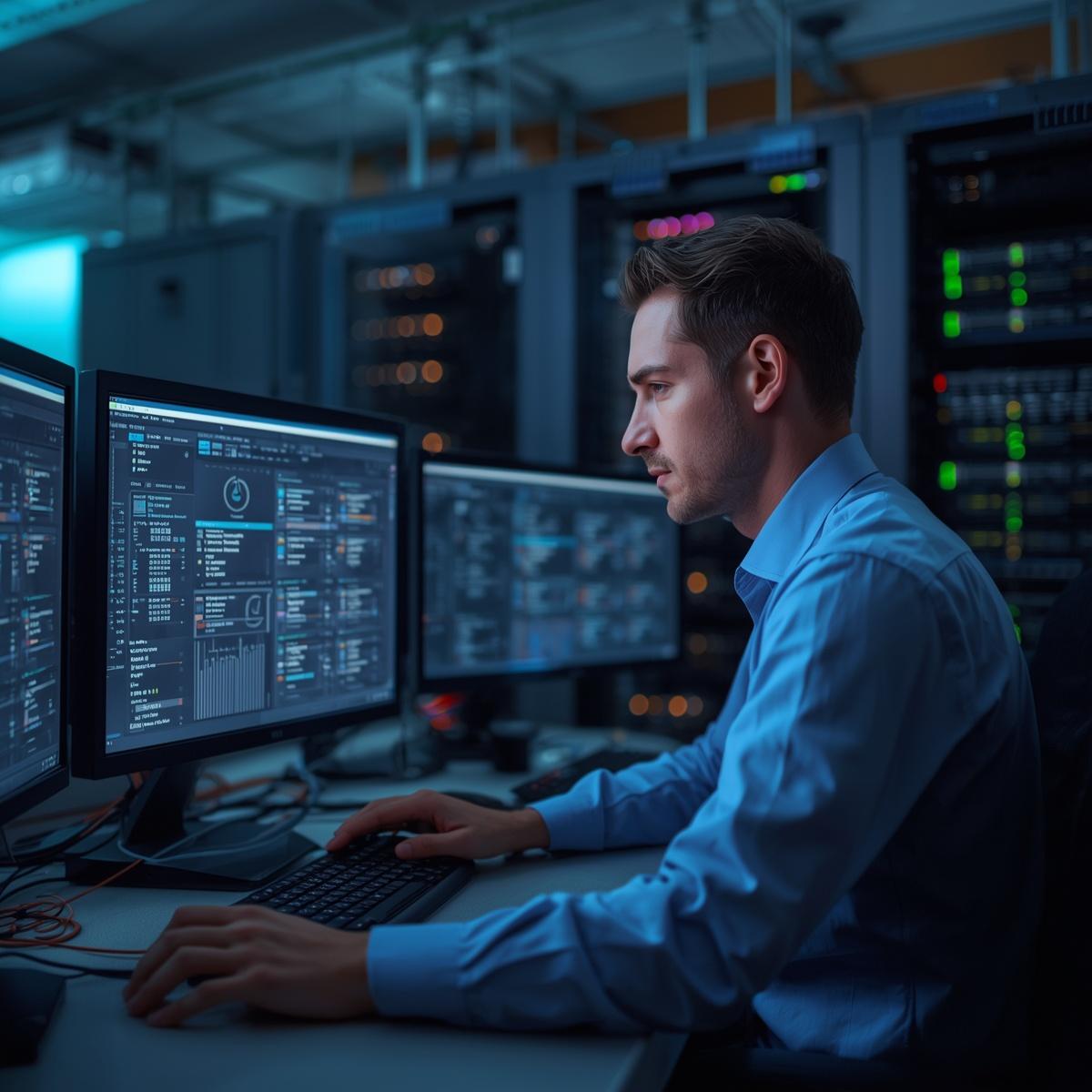 System administrator managing servers and software infrastructure — Cima Tech Services provides Windows administration and software management for Tampa Bay businesses